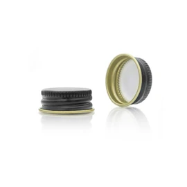 24-400 Black Metal Lid, Plastisol Lined Cap 3CPLB0241PW