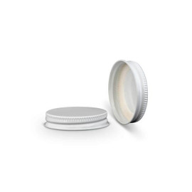 48-400 White Metal Lid, Plastisol Lined Cap w/ White Interior 3CPLW0481PW