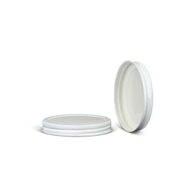 89-400 White Metal Lid, Plastisol Lined Cap w/ White Interior 3CPLW0891PW