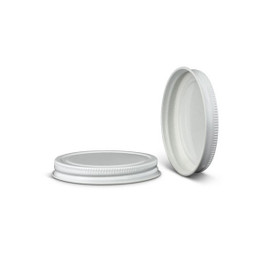 70-400 White Metal Lid, Plastisol Lined Cap w/ White Interior 3CPLW0702PW