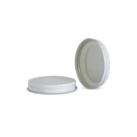 63-400 White Metal Lid, Plastisol Lined Cap w/ White Interior 3CPLW0631PW