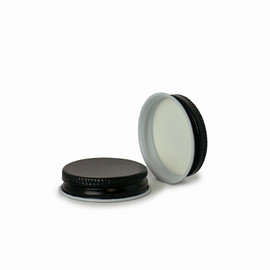 38-400 Black Metal Lid, Plastisol Lined CT Cap w/ White Interior 3CPLB0381PW