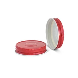 70-450 Red Metal Button Cap, Plastisol Lined w/ White Interior 3CPLR0701PW