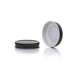 70-450 Black Metal Lid, Plastisol Lined CT Cap w/ White Interior 3CPLB0701PW