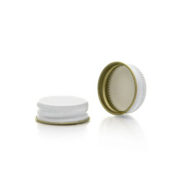 28-400 White Metal Lid, Plastisol Lined Cap 3CPLW0282PW
