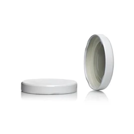 58mm T/O White Metal Button Plastisol Lined Cap 3TPLW0581PW