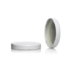 58mm T/O White Metal Button Plastisol Lined Cap 3TPLW0581PW