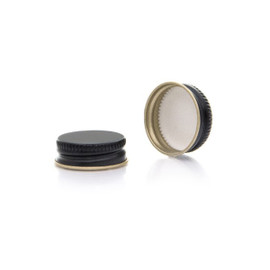 28/400 Black Metal Lid, Plastisol Lined Cap 3CPLB0282PW