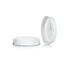 58-400 White Metal Lid, Plastisol Lined Cap w/ White Interior 3CPLW0581PW