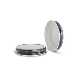 63-400 Black Metal Lid, Plastisol Lined CT Cap w/ White Interior 3CPLB0631PW
