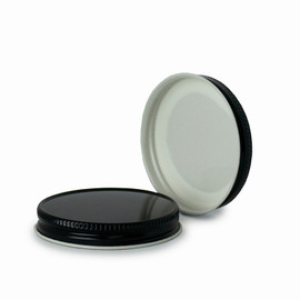 63-400 Black Metal Lid, Plastisol Lined CT Cap w/ White Interior 3CPLB0631PW