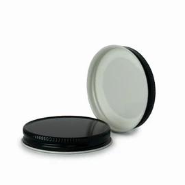 63-400 Black Metal Lid, Plastisol Lined CT Cap w/ White Interior 3CPLB0631PW