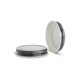 63-400 Black Metal Lid, Plastisol Lined CT Cap w/ White Interior 3CPLB0631PW