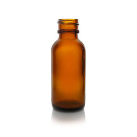 1 oz Glass Amber Boston Round Bottle - 20/400 Finish (Case of 360) 1BR01011SPGC