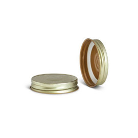 70-450 Gold Metal Button Lid, Plastisol Lined CT Cap w/ Buff Interior 3CPLG0702PW