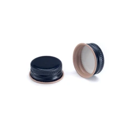 22-400 Black Metal Lid, Plastisol Lined Cap W/ Buff Edge 3CPLB0221KY