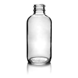 4 oz Glass Boston Round Bottle - 22/400 Finish (Case of 128) 1BR04021SPGC