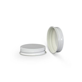38-400 White Metal Lid, Plastisol Lined Cap w/ White Interior 3CPLW0381PW
