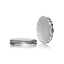 70-400 Silver Metal Lid, Plastisol Lined Cap w/ White Interior 3CPLS0703PW