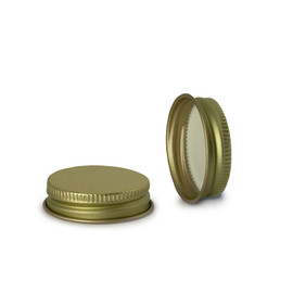 38-400 Gold Metal Lid, Plastisol Lined Cap 3CPLG0381PW