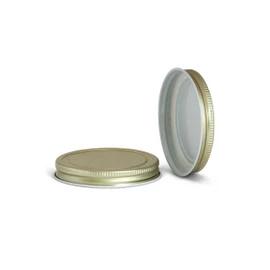 89-400 Gold Metal Lid, Plastisol Lined CT Cap w/ White Interior 3CPLG0892PW