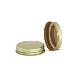 70-450 Gold Metal Lid, Plastisol Lined CT Cap w/ Buff Interior 3CPLG0709PW