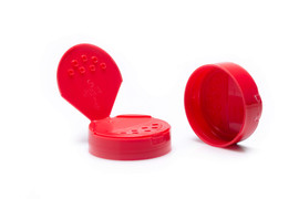 63/485 Red 7-Hole Polypropylene Spice Cap, Unlined 2DS06340CAP