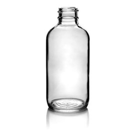 4 oz Clear Glass Boston Round Bottle - 22/400 Finish (Case of 24) 1BR040211