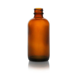 4 oz Amber Glass Boston Round Bottle - 22/400 Finish (Case of 24) 1BR040111