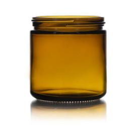 16oz Glass Amber Straight-Sided Jar - 89/400 Finish (Case of 12) 1SSA161GHG