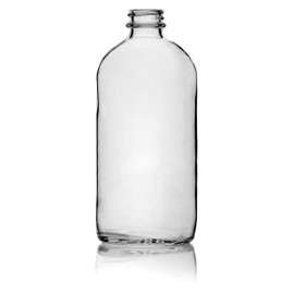 16 oz Clear Glass Boston Round Bottle - 28/400 Finish (Case of 12) 1BR160211GHG