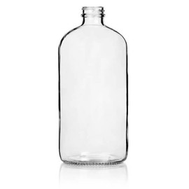 32 oz Clear Glass Boston Round Bottle - 33/400 Finish (Case of 12) 1BR32022SPGC
