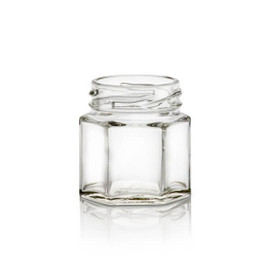 45ml (1.5 oz) Glass Hex Jar - 43mm Lug Finish (Case of 24) 1HEXT0451GHG