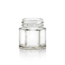 45ml (1.5 oz) Glass Hex Jar - 43mm Lug Finish (Case of 24) 1HEXT0451GHG