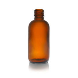 2 oz Glass Amber Boston Round Bottle - 20/400 Finish (Case of 24) 1BR020111