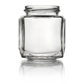 270ml (9 oz) Glass Oval Hexagon Jar - 63mm Lug Finish (Case of 12) 1OVL081GHG