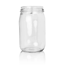 16oz Glass Economy Mason Jar - 70mm Lug Finish (Case of 12) 1ERT0161AK