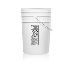6gal White HDPE Oh Pail W/ Child Warn 5PL601LT