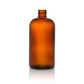 32oz Glass Amber Boston Round Bottle - 33/400 Finish (Case of 12) 1BR32012SGC