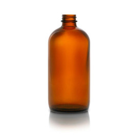 16 oz Amber Glass Boston Round Bottle - 28/400 Finish (Case of 12) 1BR16011SGC