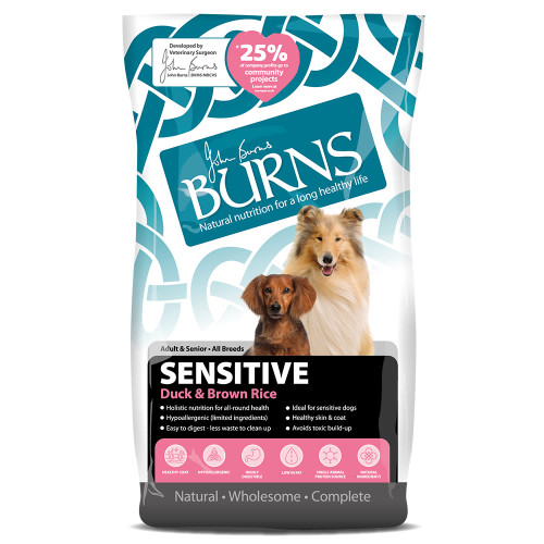 Burns Sensitive Adult/Senior Dry Dog Food - Duck & Brown Rice