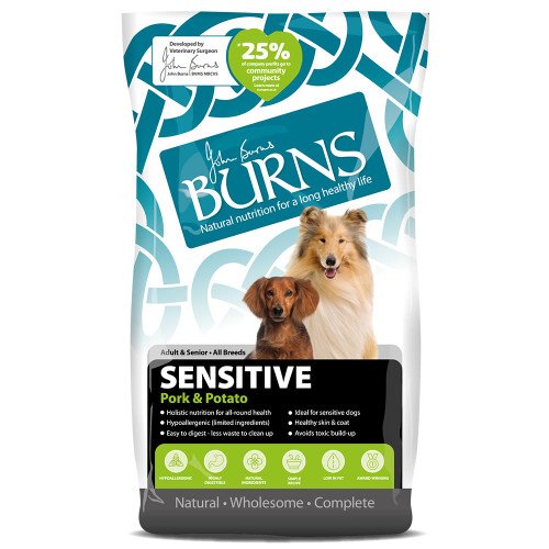 Burns Sensitive Adult Dry Dog Food - Pork & Potato