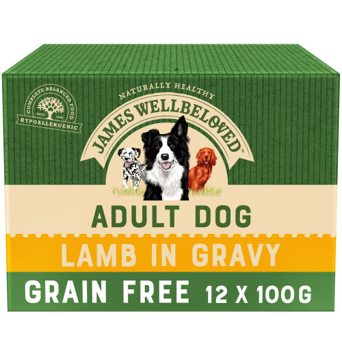 James Wellbeloved Grain Free Adult Wet Dog Food Pouches - Lamb in Gravy