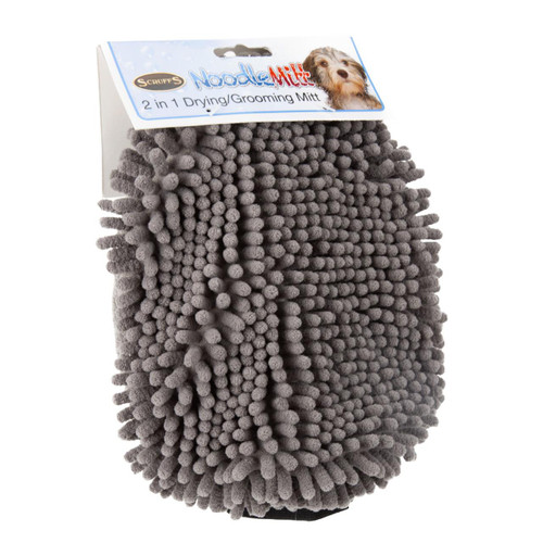 Scruffs Noodle Grooming Comb & Drying Mitt in Grey