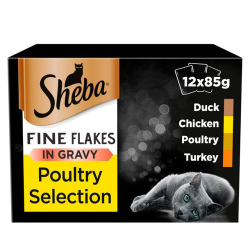 Sheba Fine Flakes Adult Cat Wet Food Pouches - Poultry Selection in Gravy