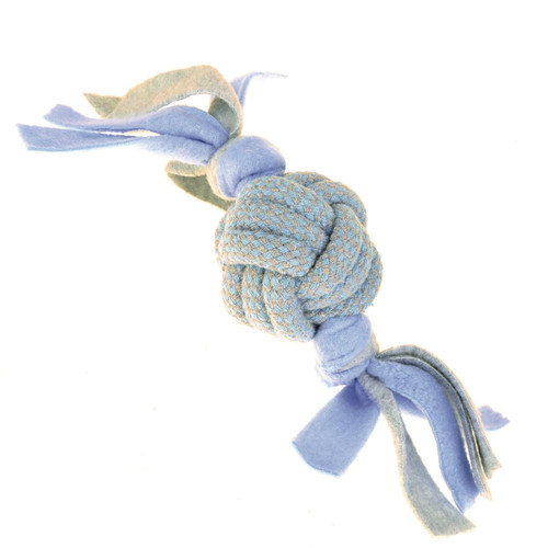 Happy Pet Little Rascals Fleecy Rope Ball Tugger Blue Puppy Toy