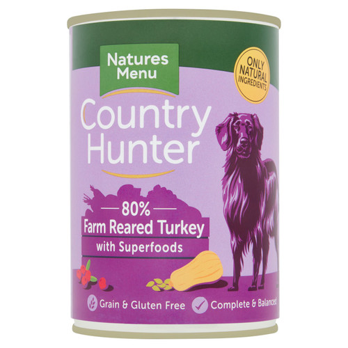 Natures Menu Country Hunter 80% Farm Reared Turkey with Superfoods Wet Dog Food