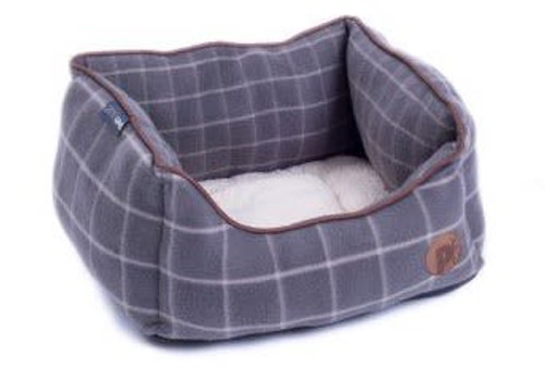 Petface Window Pane Check Square Dog Bed - Grey