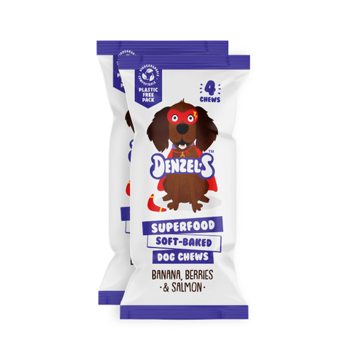 Denzelâ€™s Superfood Soft-Baked Dog Chew Sticks - Banana, Berries & Salmon