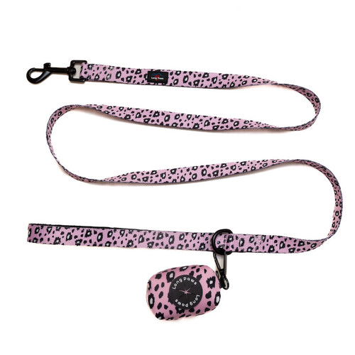 Long Paws Funk The Dog Leopard Dog Lead - Pink